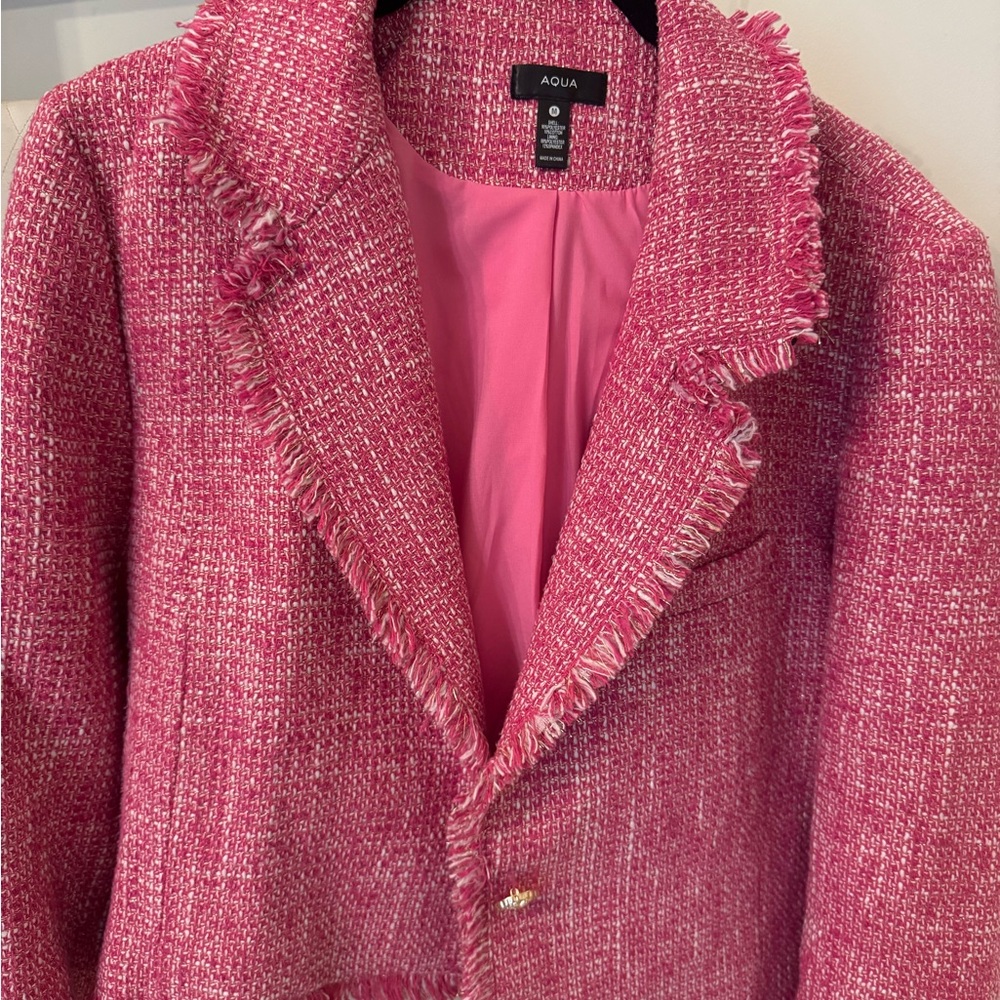 Aqua Vibrant Pink Tweed Blazer